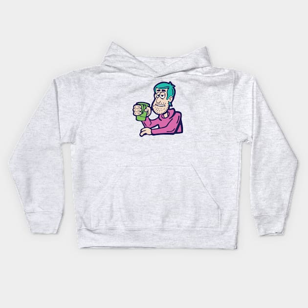 Cheers Cartoon Character Kids Hoodie by Cofefe Studio